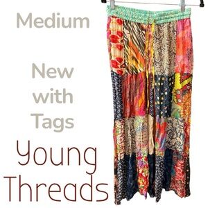 Young Threads Women's Patchwork Wide Leg Pants - Multicolor
